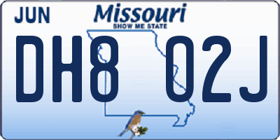 MO license plate DH8O2J