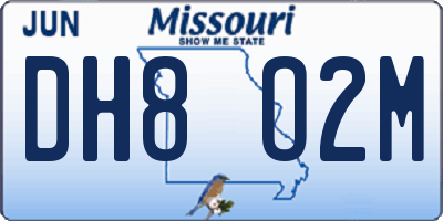 MO license plate DH8O2M