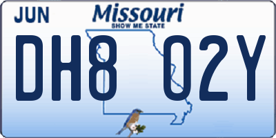 MO license plate DH8O2Y