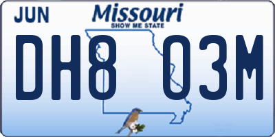 MO license plate DH8O3M