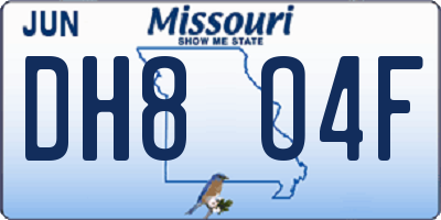 MO license plate DH8O4F
