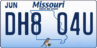 MO license plate DH8O4U