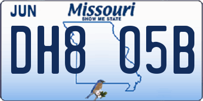 MO license plate DH8O5B