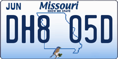 MO license plate DH8O5D