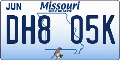 MO license plate DH8O5K