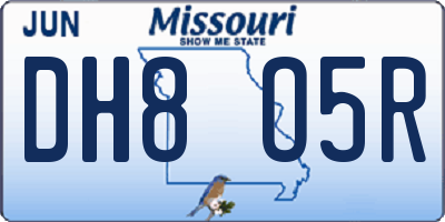 MO license plate DH8O5R