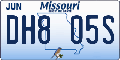 MO license plate DH8O5S