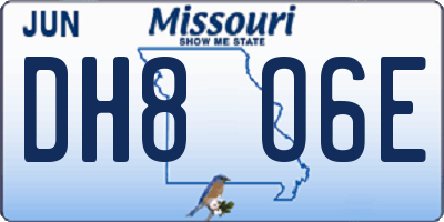 MO license plate DH8O6E