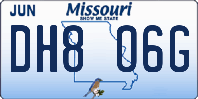 MO license plate DH8O6G
