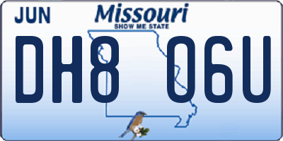 MO license plate DH8O6U