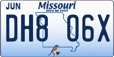 MO license plate DH8O6X