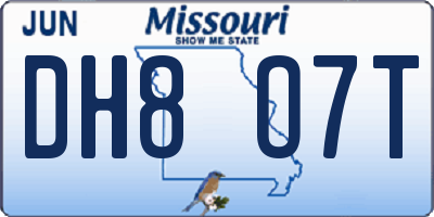 MO license plate DH8O7T