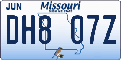MO license plate DH8O7Z