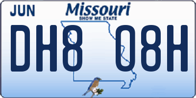 MO license plate DH8O8H