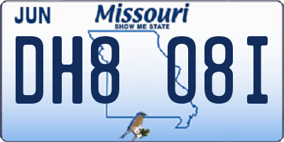 MO license plate DH8O8I