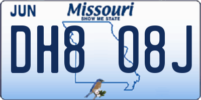 MO license plate DH8O8J