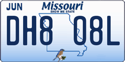 MO license plate DH8O8L