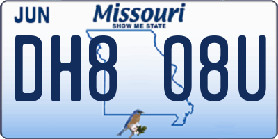 MO license plate DH8O8U