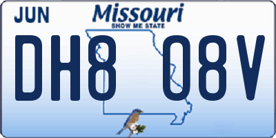 MO license plate DH8O8V