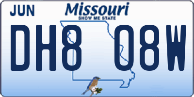 MO license plate DH8O8W