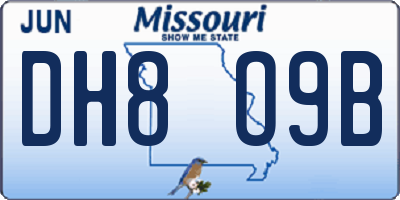 MO license plate DH8O9B