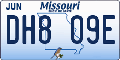 MO license plate DH8O9E