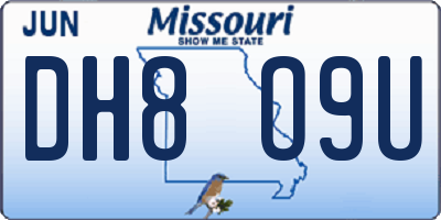 MO license plate DH8O9U
