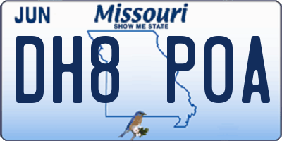 MO license plate DH8P0A