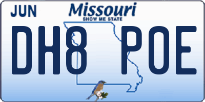 MO license plate DH8P0E