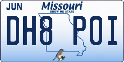 MO license plate DH8P0I