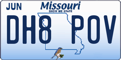 MO license plate DH8P0V