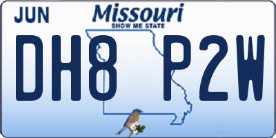 MO license plate DH8P2W