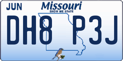MO license plate DH8P3J