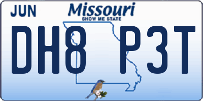MO license plate DH8P3T