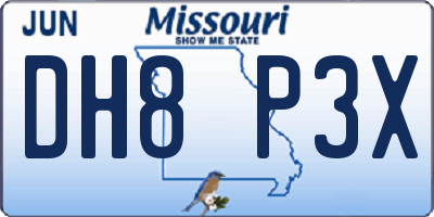MO license plate DH8P3X