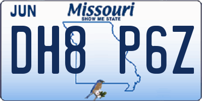 MO license plate DH8P6Z