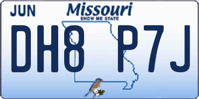 MO license plate DH8P7J