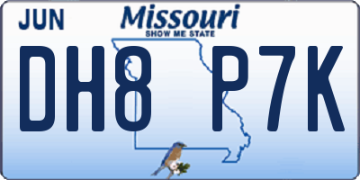 MO license plate DH8P7K