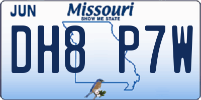 MO license plate DH8P7W
