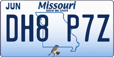MO license plate DH8P7Z
