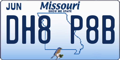 MO license plate DH8P8B