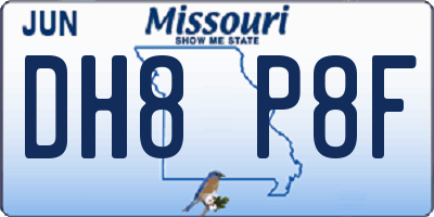MO license plate DH8P8F