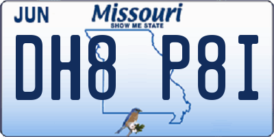 MO license plate DH8P8I