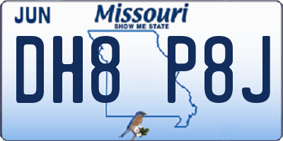 MO license plate DH8P8J