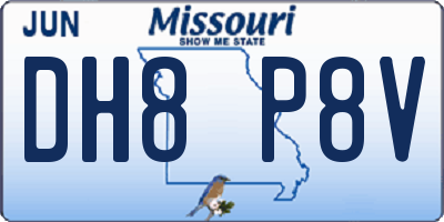 MO license plate DH8P8V