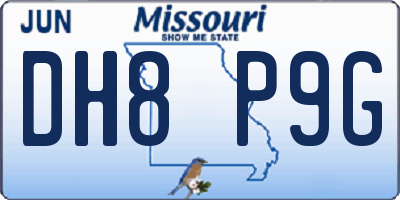 MO license plate DH8P9G