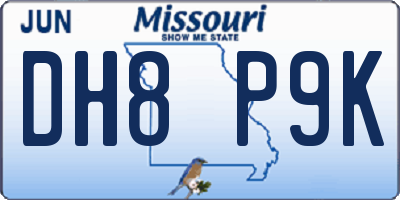 MO license plate DH8P9K