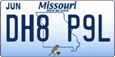 MO license plate DH8P9L