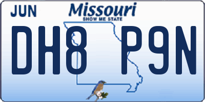 MO license plate DH8P9N