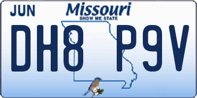 MO license plate DH8P9V